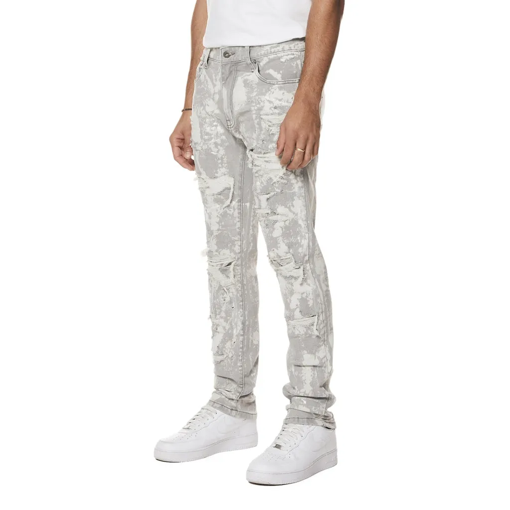 Slim Washed Heavy Rip and Repair Jeans - Confetti Grey