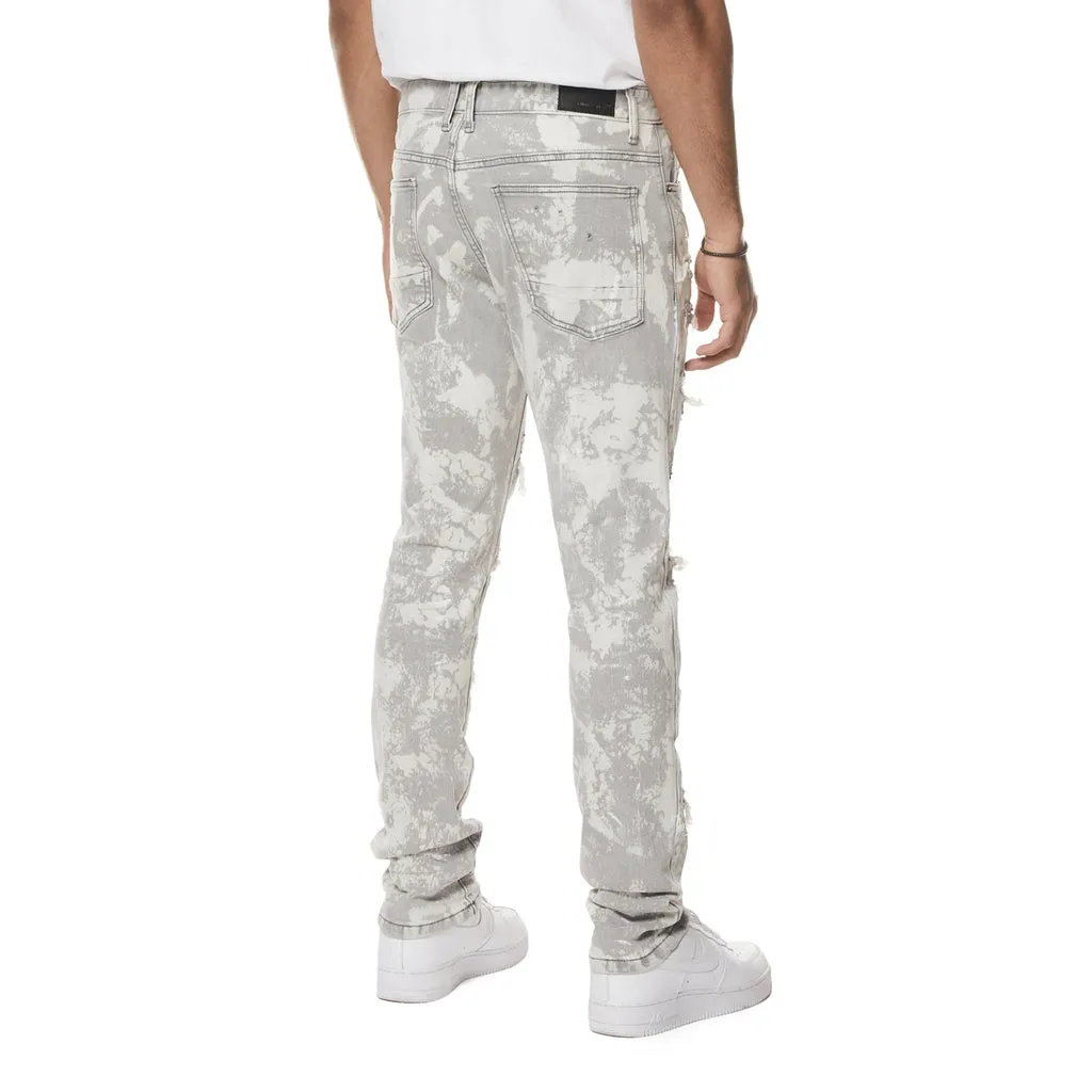 Slim Washed Heavy Rip and Repair Jeans - Confetti Grey