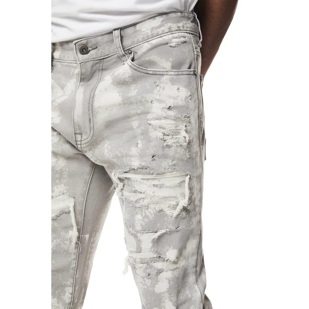 Slim Washed Heavy Rip and Repair Jeans - Confetti Grey