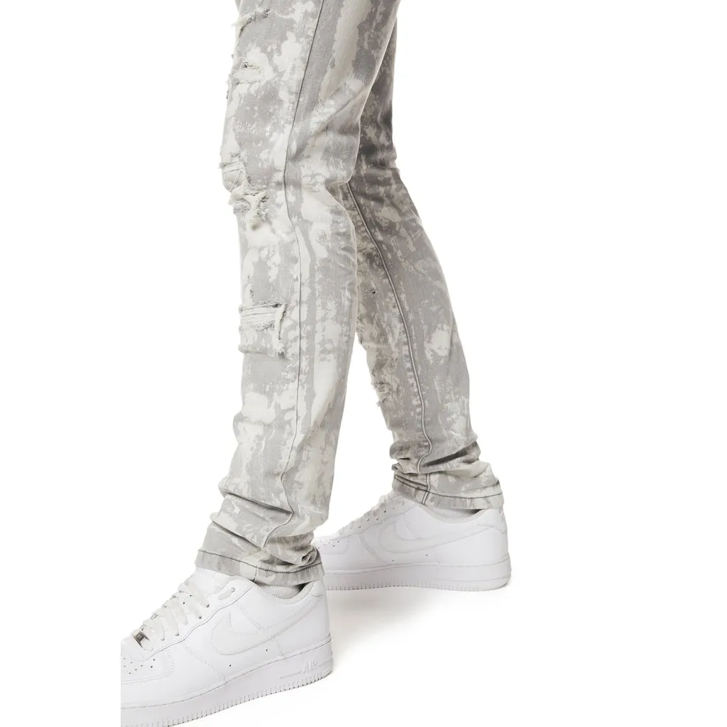 Slim Washed Heavy Rip and Repair Jeans - Confetti Grey