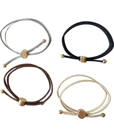 Smith & Co. Jewel Design Women's Neutrals Skinny Hair Tie Set - Dark Neutral