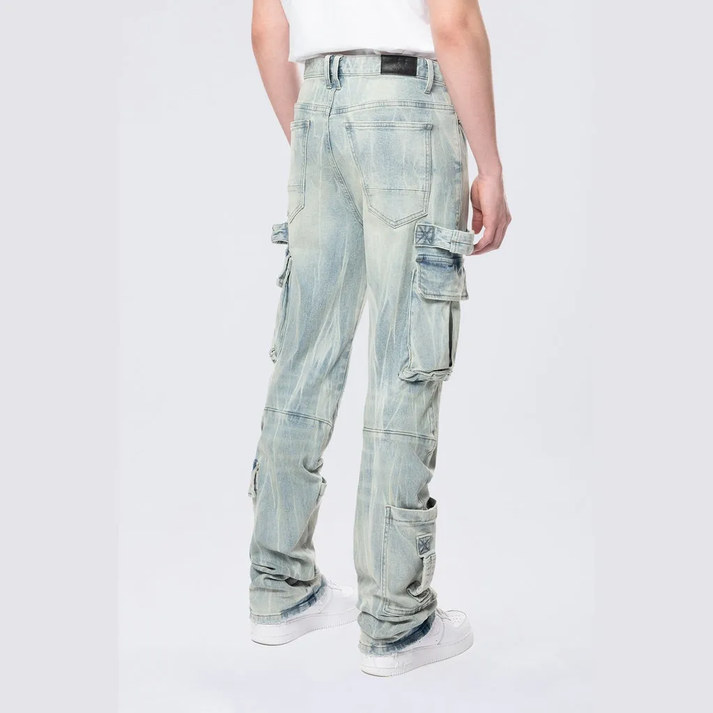 Straight Cargo Strap Jeans - Seville Blue