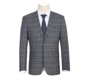 Stretch Performance 2-Button CLASSIC FIT Suit in Grey and White Check (Short, Regular, and Long Available) by Renoir