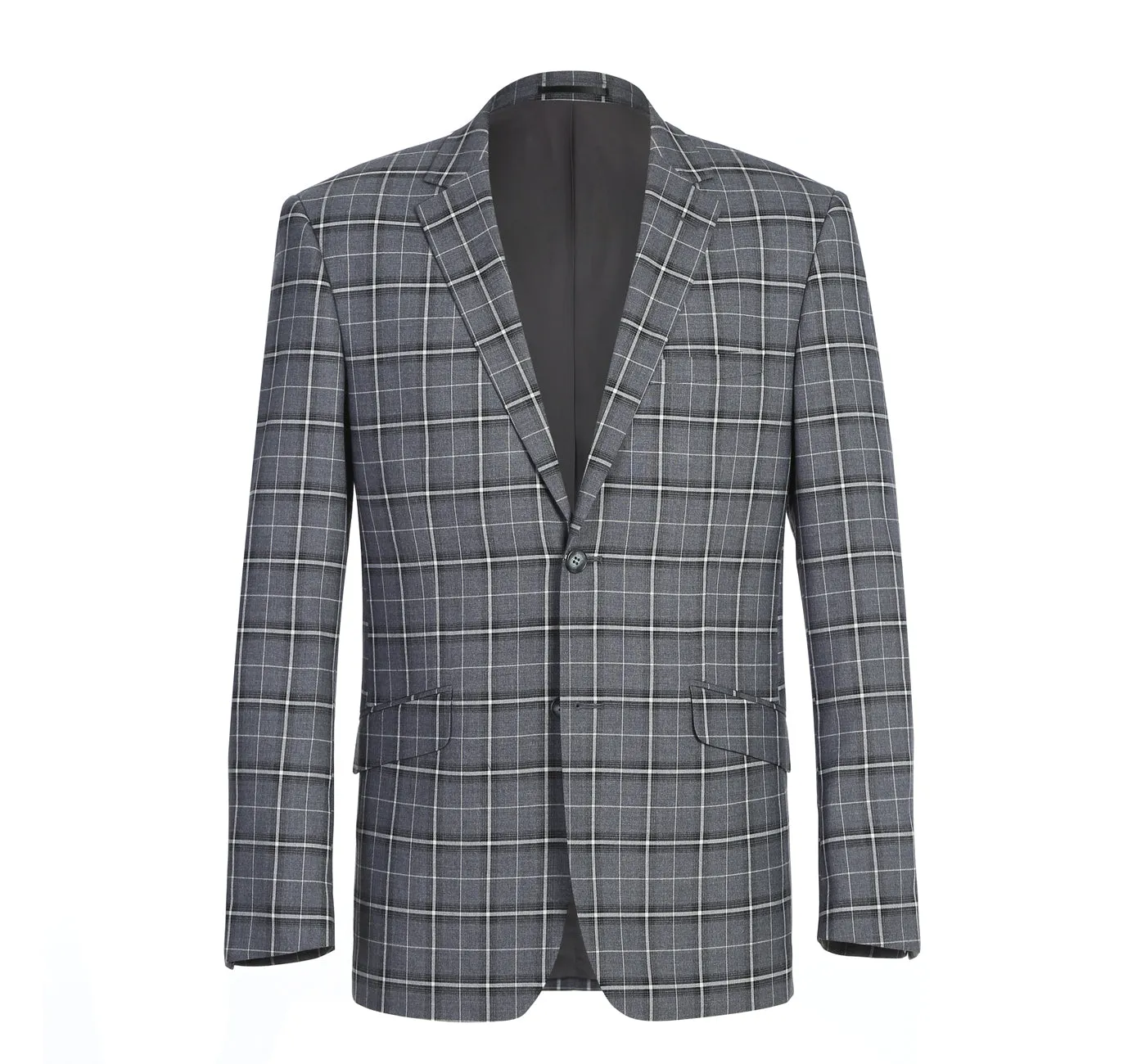 Stretch Performance 2-Button CLASSIC FIT Suit in Grey and White Check (Short, Regular, and Long Available) by Renoir