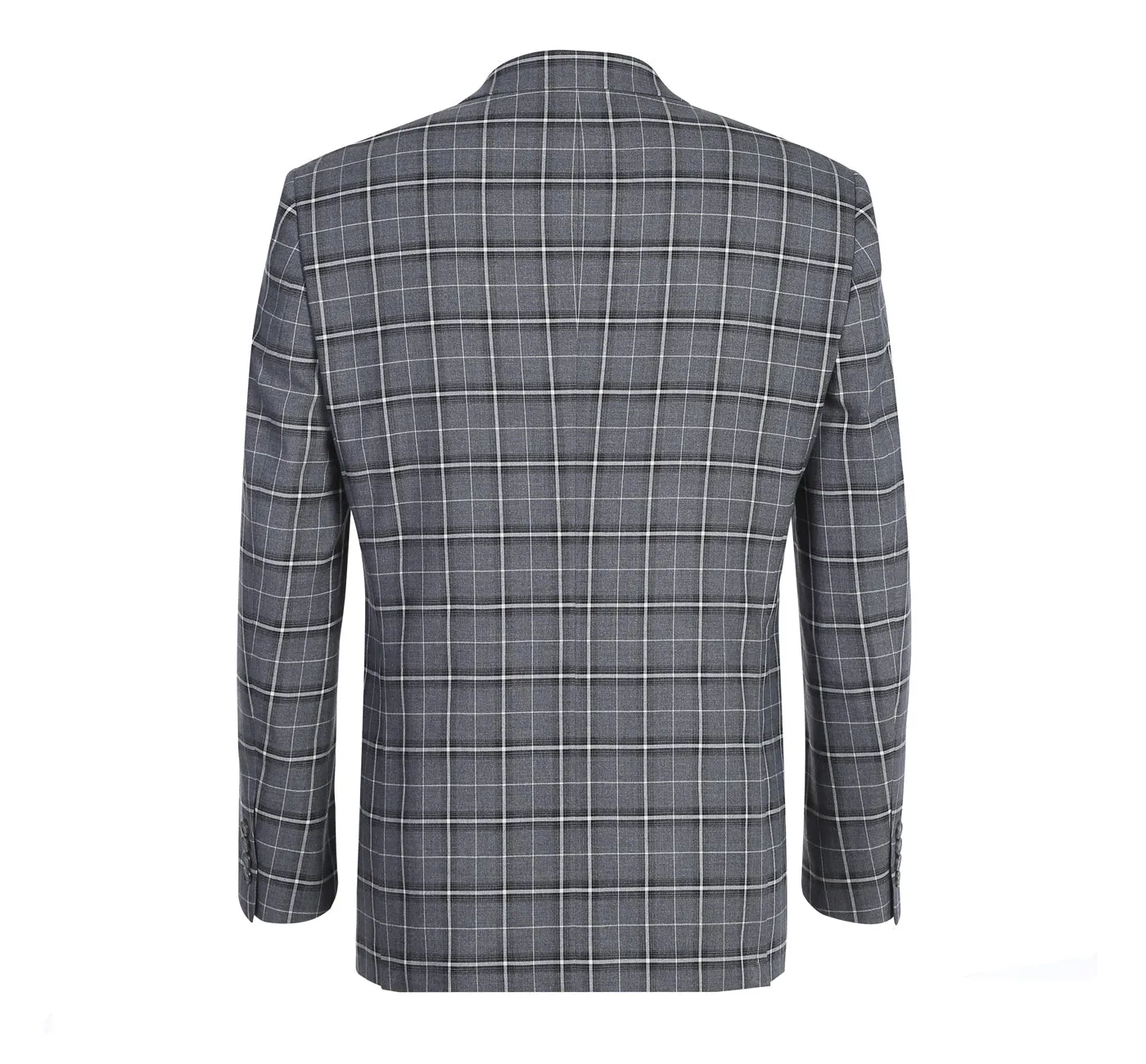 Stretch Performance 2-Button CLASSIC FIT Suit in Grey and White Check (Short, Regular, and Long Available) by Renoir