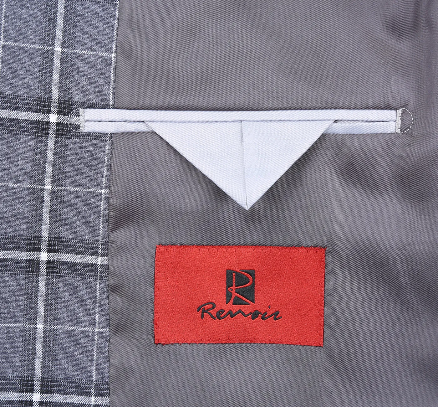 Stretch Performance 2-Button CLASSIC FIT Suit in Grey and White Check (Short, Regular, and Long Available) by Renoir