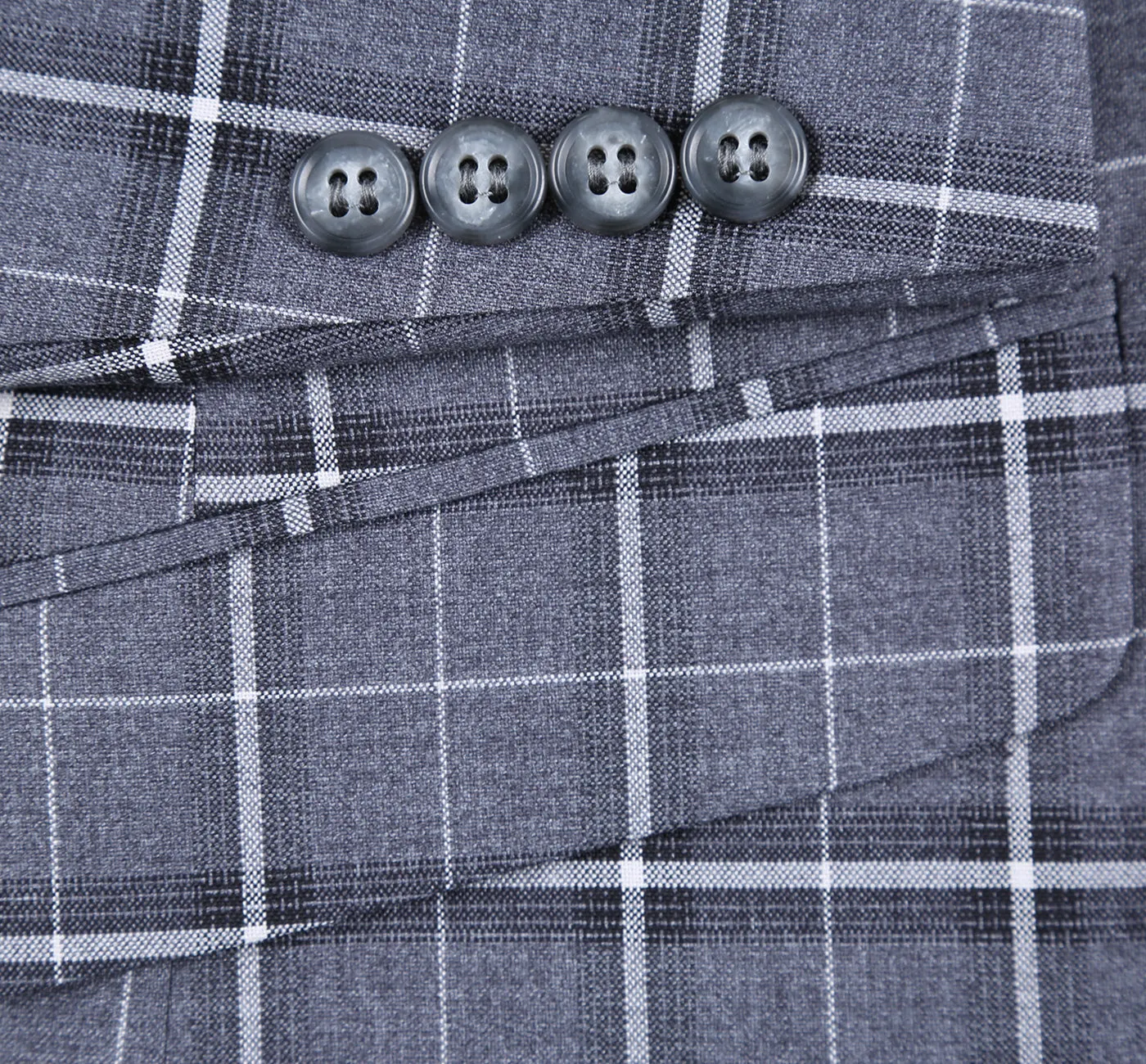 Stretch Performance 2-Button CLASSIC FIT Suit in Grey and White Check (Short, Regular, and Long Available) by Renoir