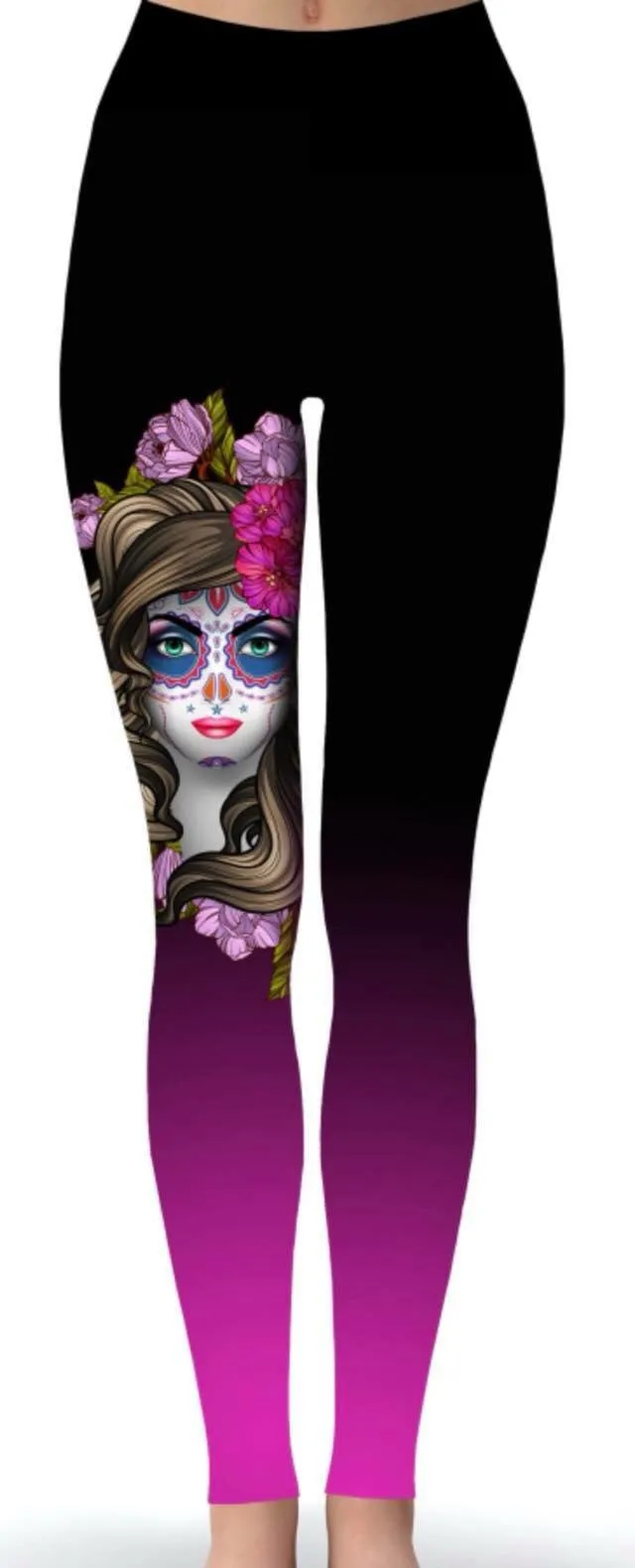 Sugar Skull Queen Ombre Magenta Leggings