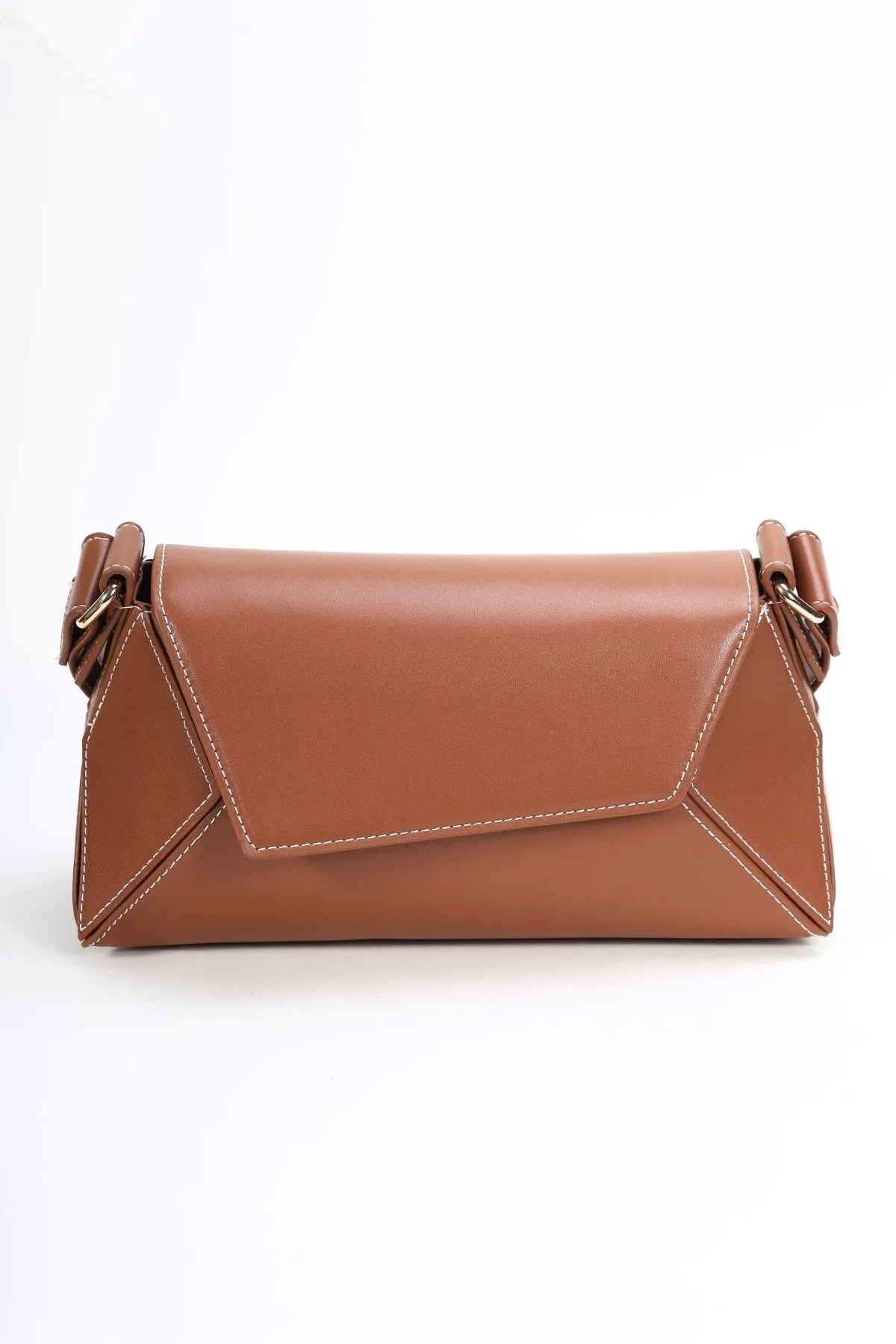 Tan Brown Paneled Crossbody Bag