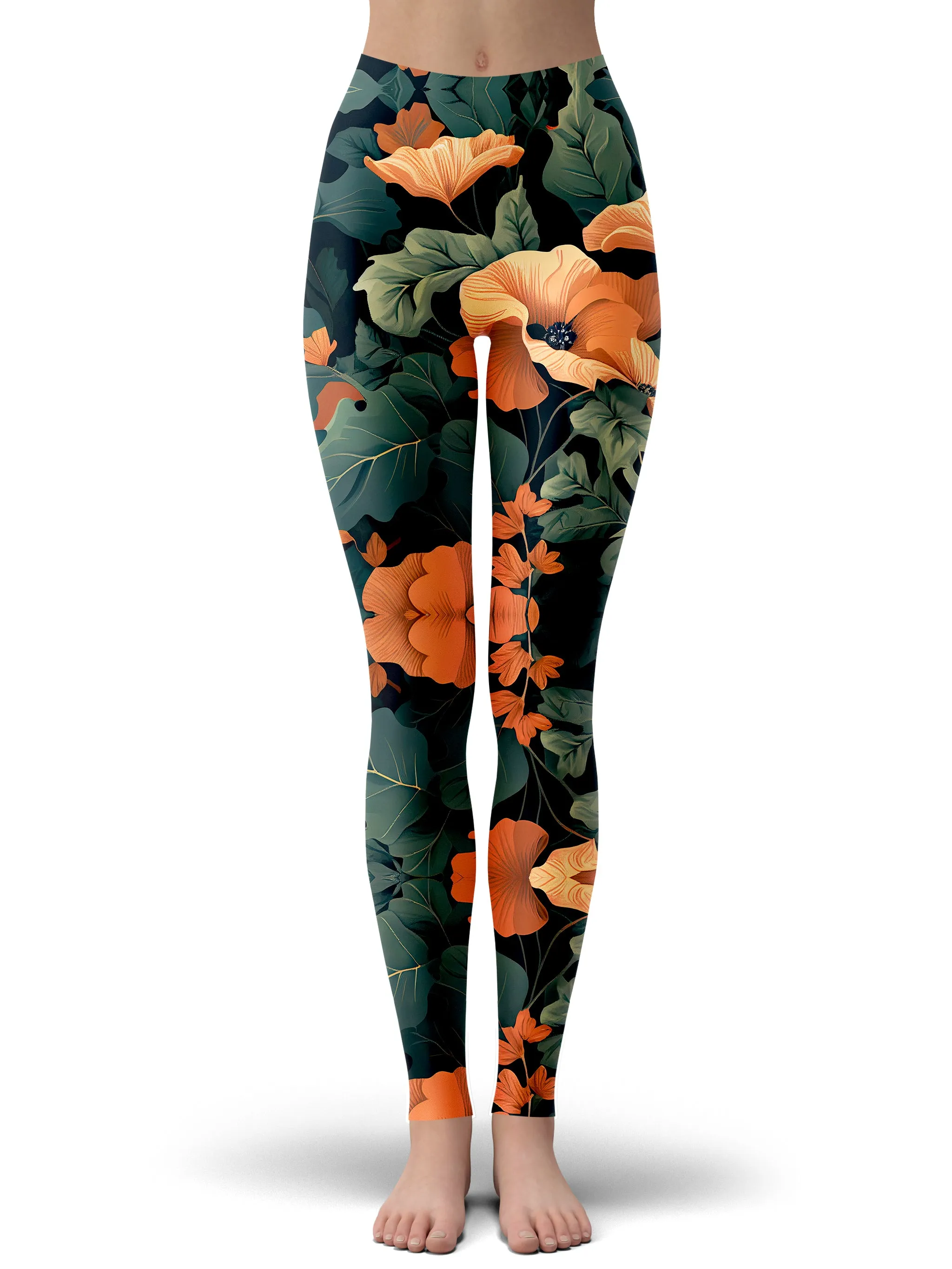 Tangerine Floral Hoodie and Leggings Combo