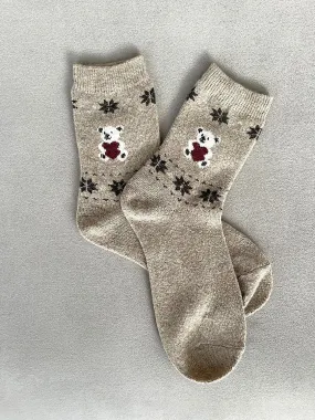 Teddy Print Socks