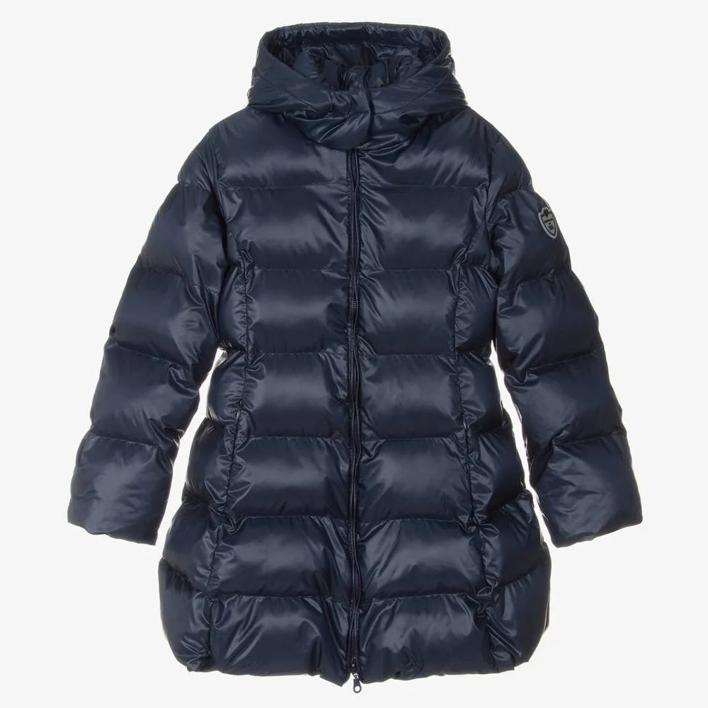 Teen Girls Navy Blue Hooded Puffer Coat