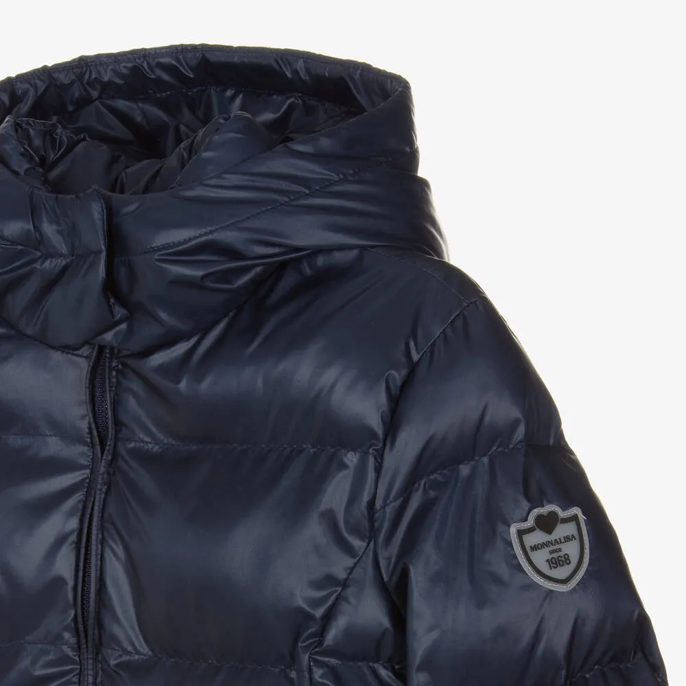 Teen Girls Navy Blue Hooded Puffer Coat