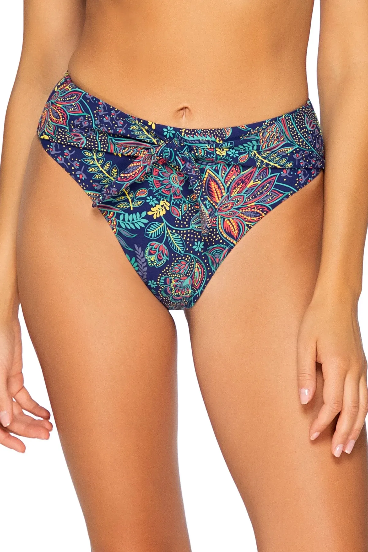 Tessa Tie High Rise Banded Bikini Bottom