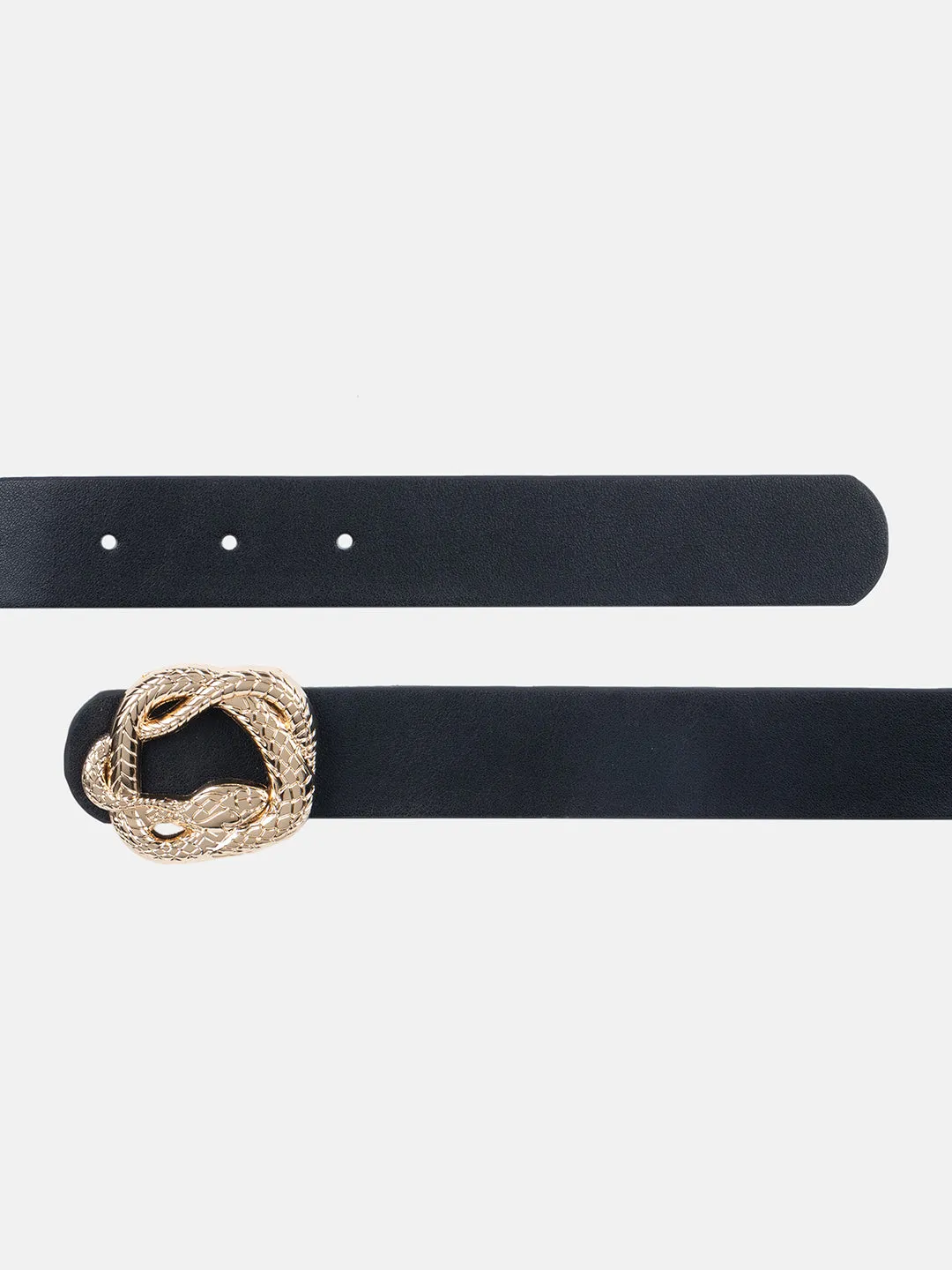 Textured Metal Buckle Broad Belt