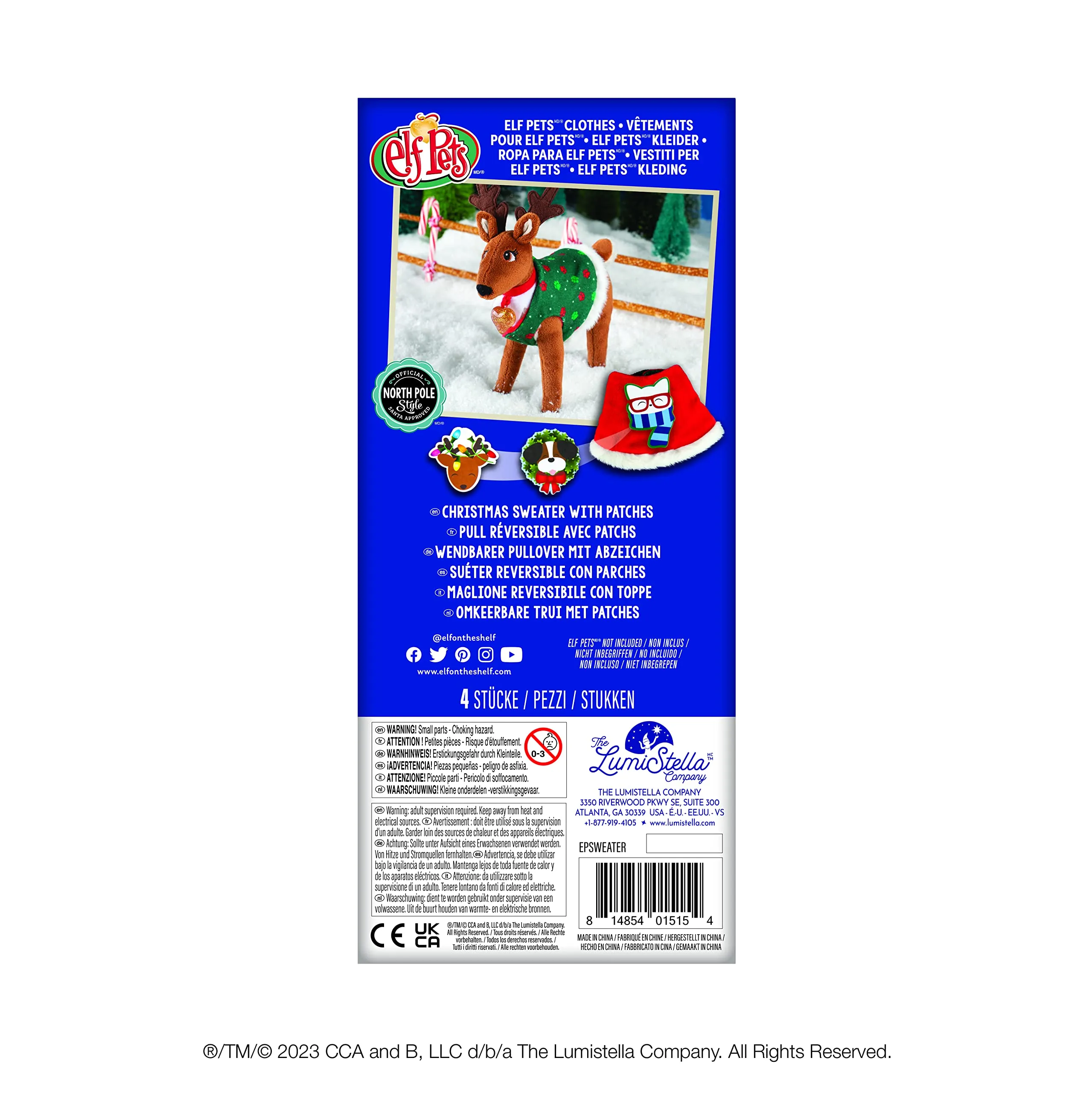 The Elf on the Shelf Elf Pets Christmas Sweater Set - Cozy, Reversible Sweater for Your Elf Pet- Includes 3 Festive Patches