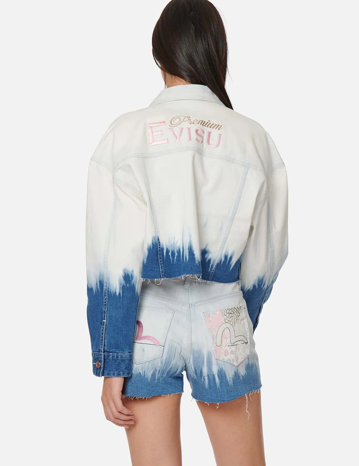 Tie-dyed and Bleached Denim Jacket