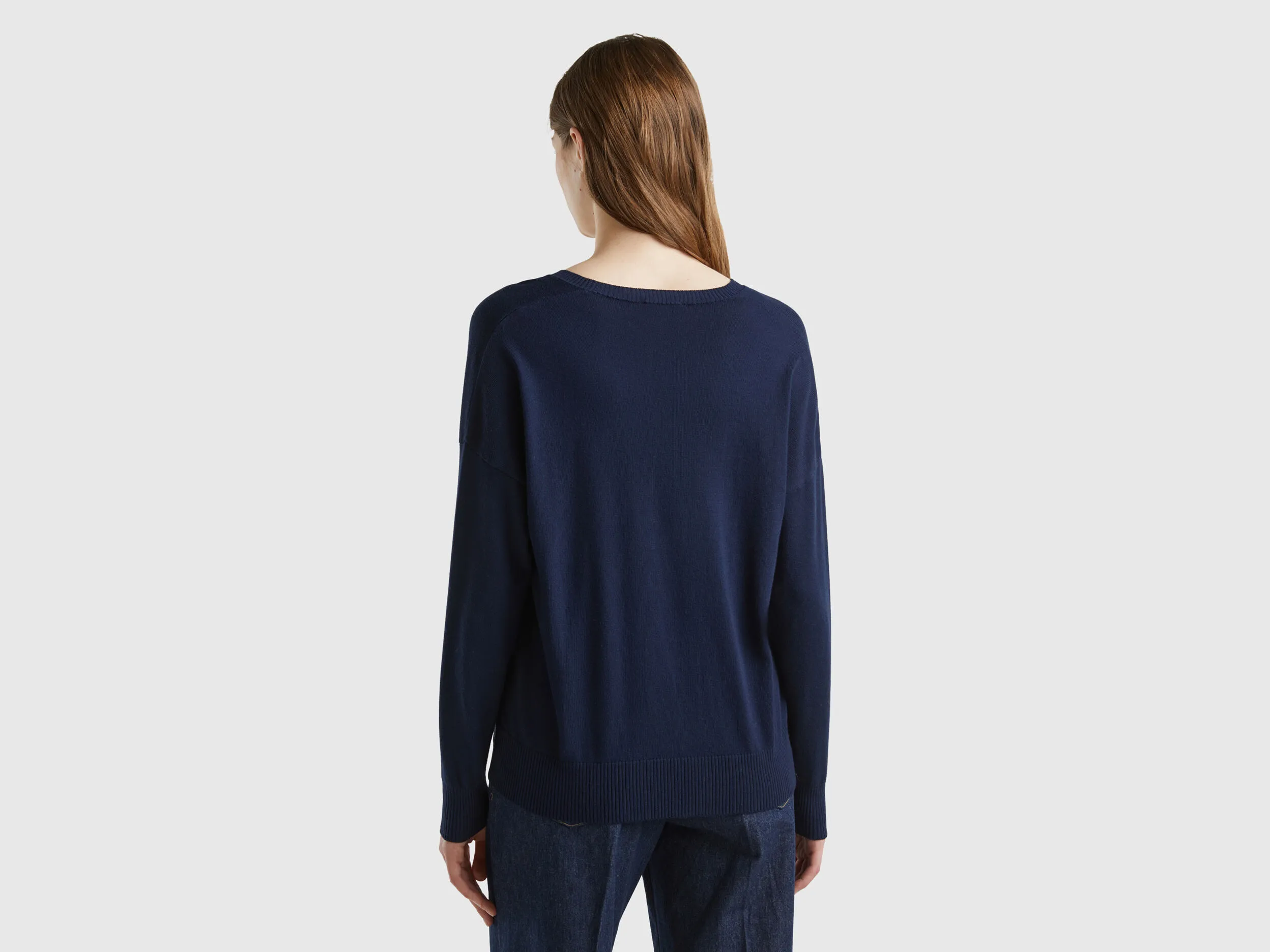 V-neck sweater in Modal® blend - Dark Blue | Benetton