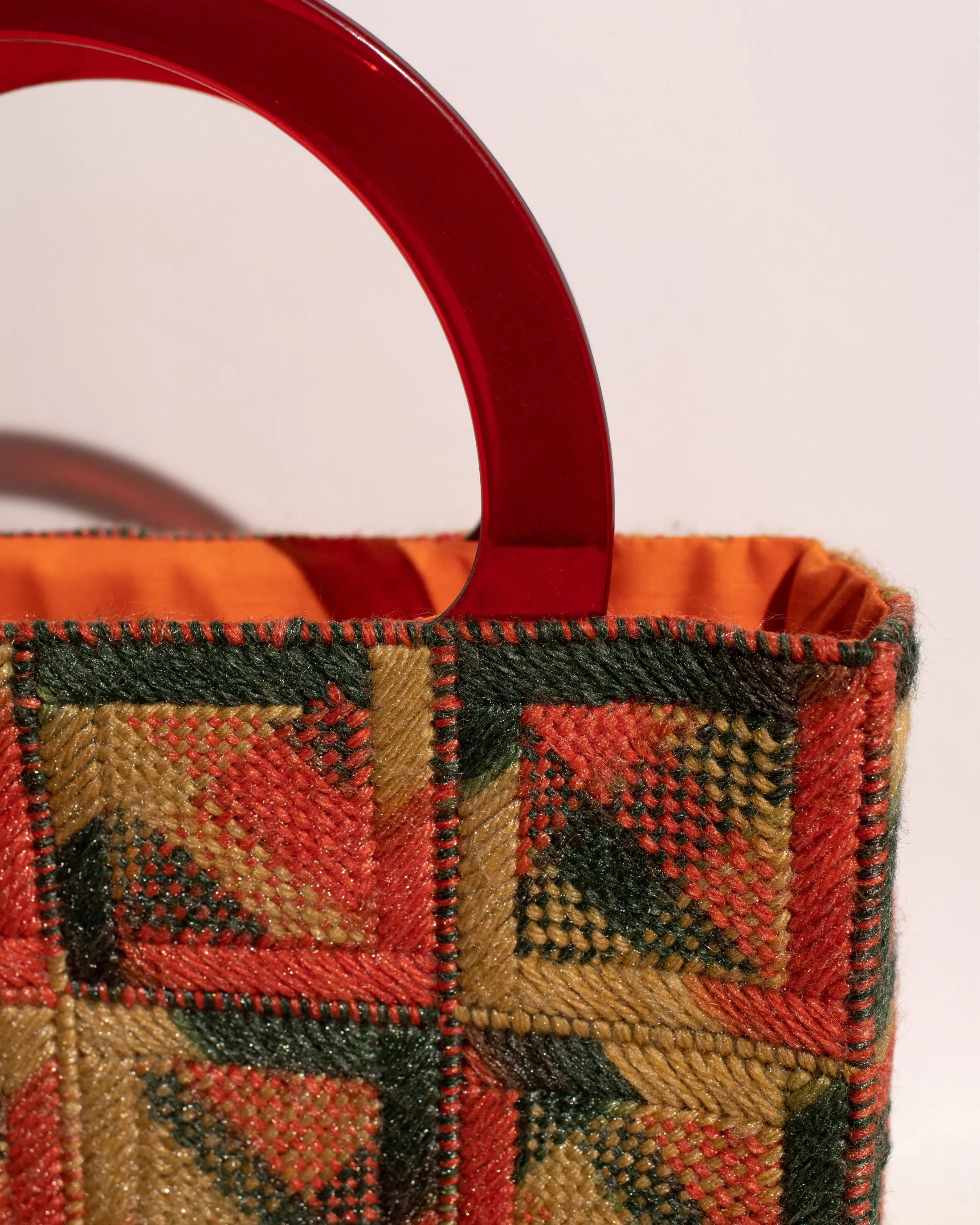 Vintage 1960 Cross Stitch Box Bag