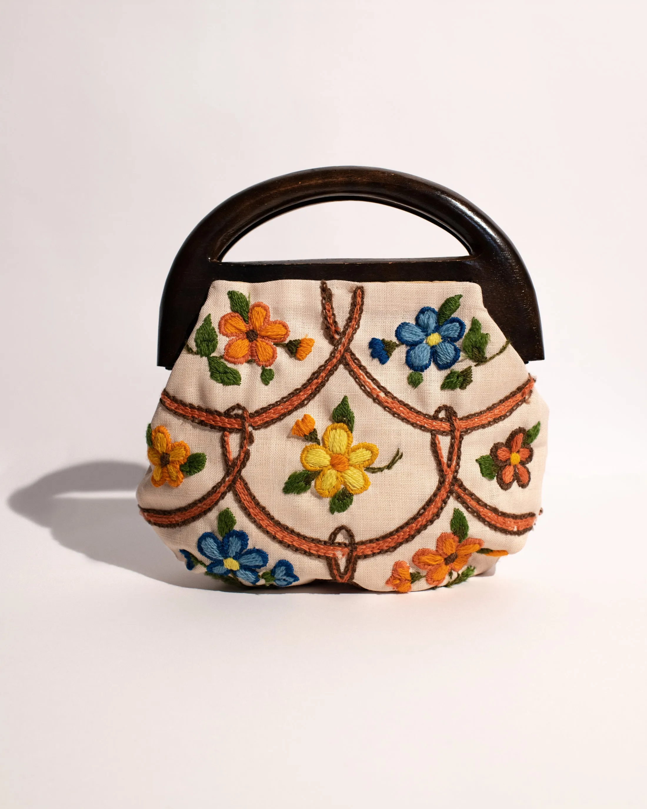 Vintage 1970 Embroidered Tapestry Bag