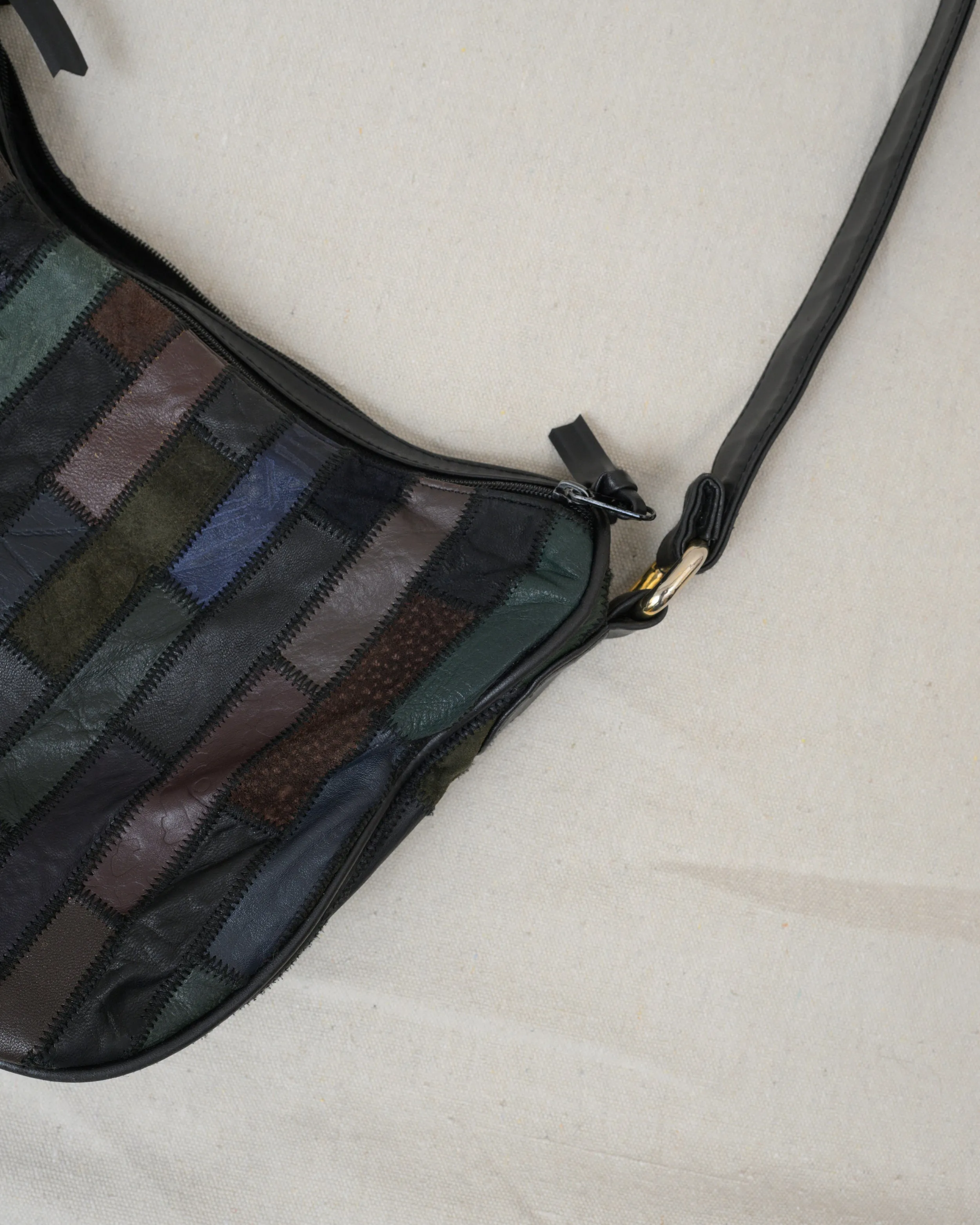 Vintage Leather Patchwork Shoulder Bag