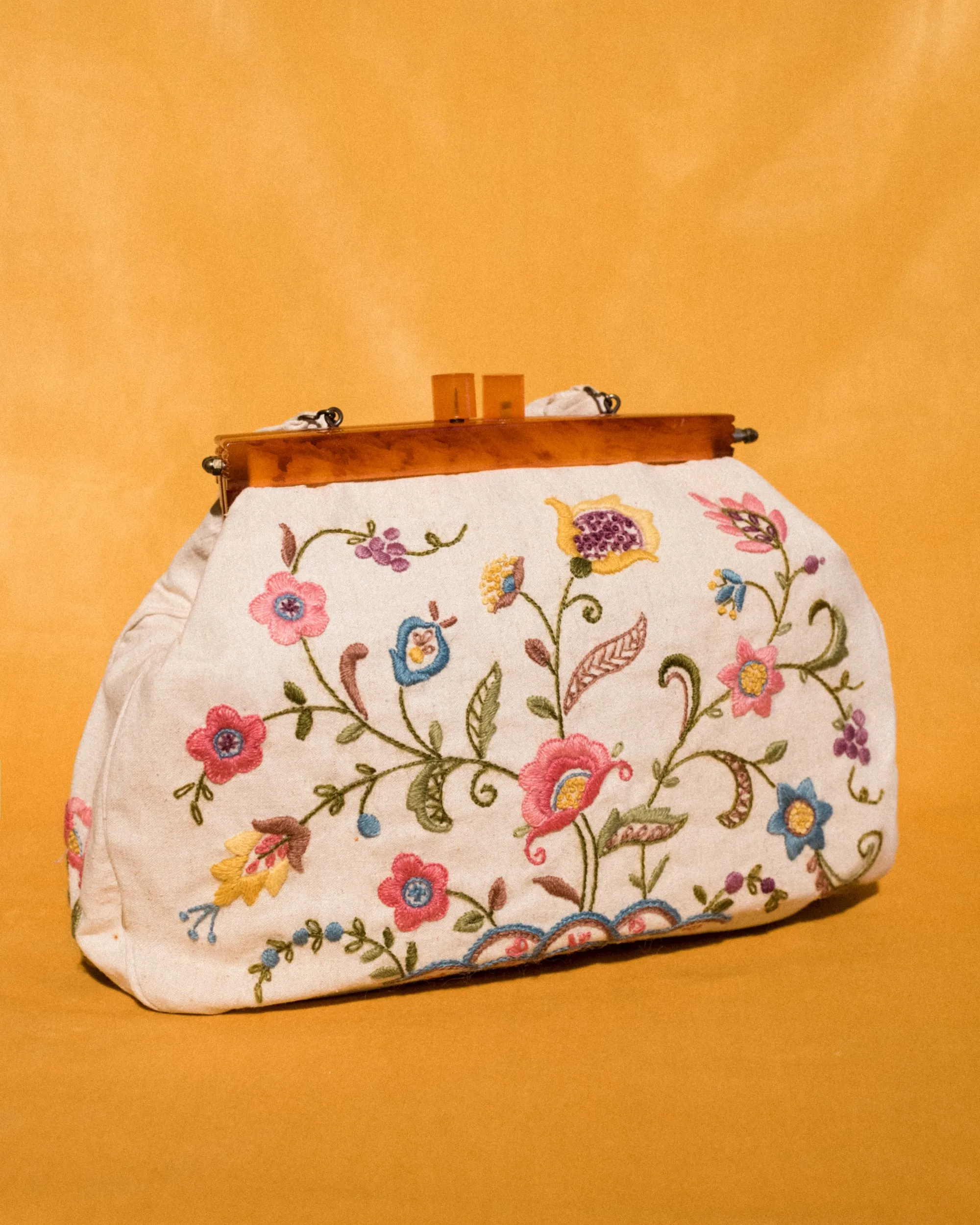 Vintage Linen Embroidered City Bag