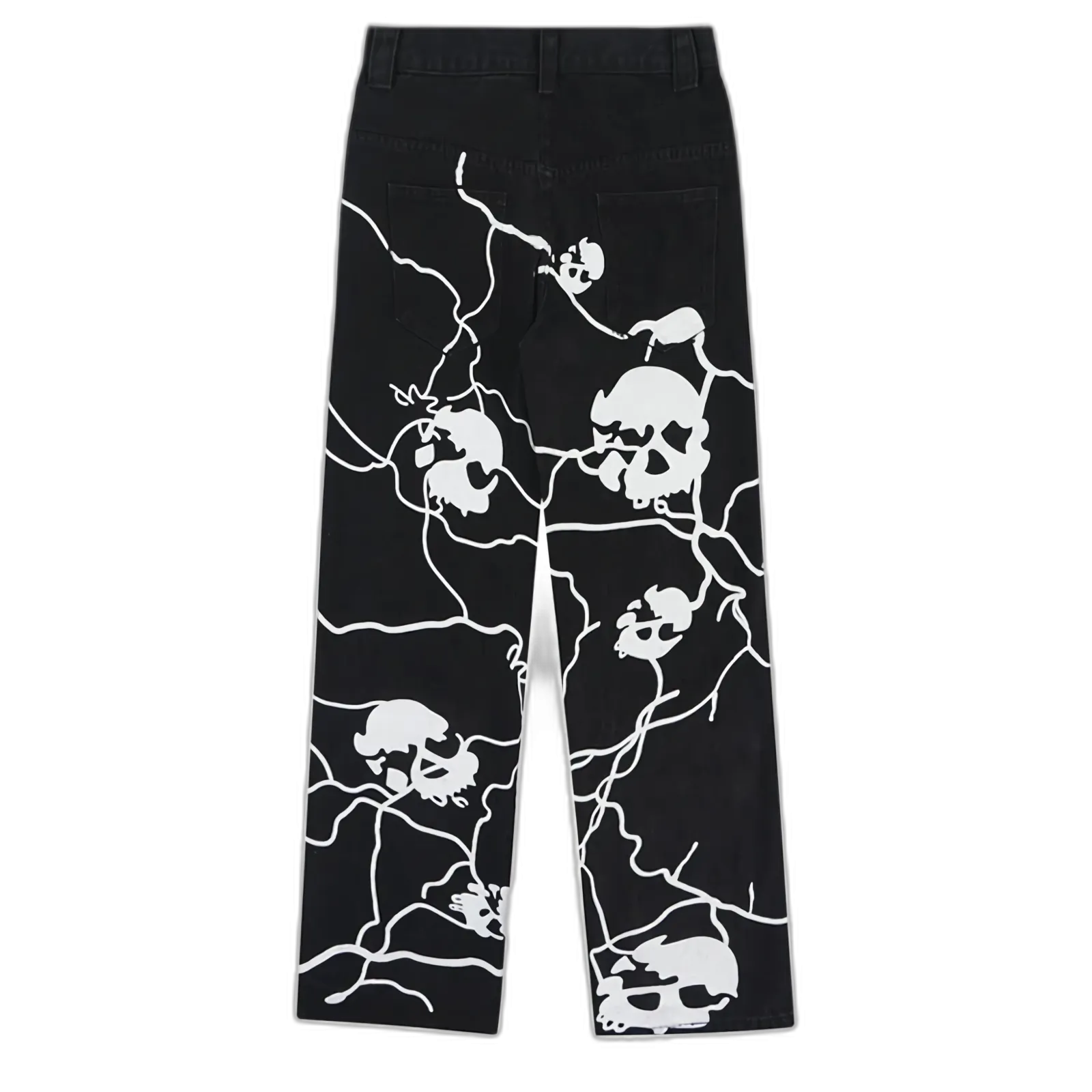 Voltage 'Veil' Skull Print Baggy Denim Jeans