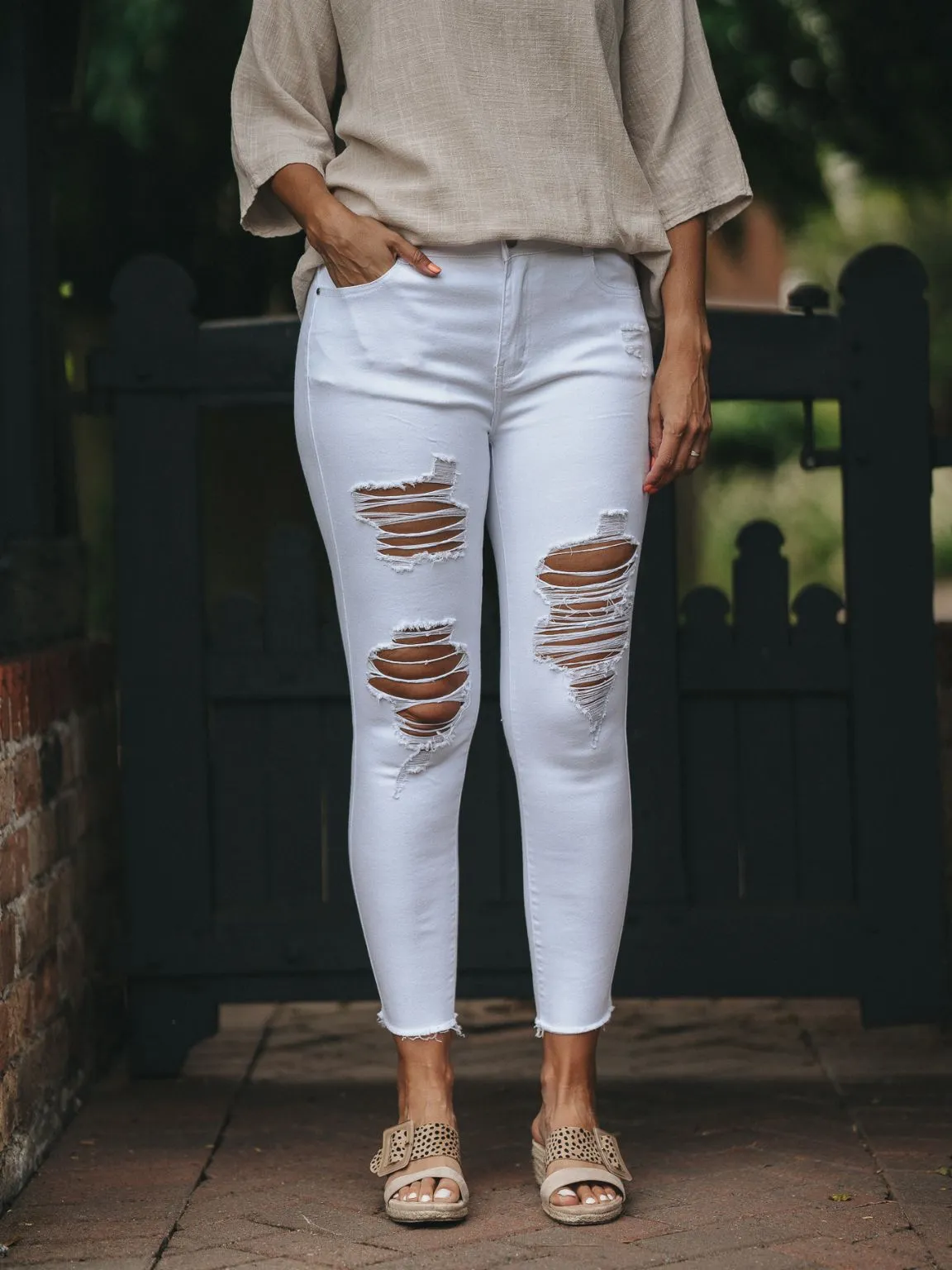 White Distressed Denim Jeans