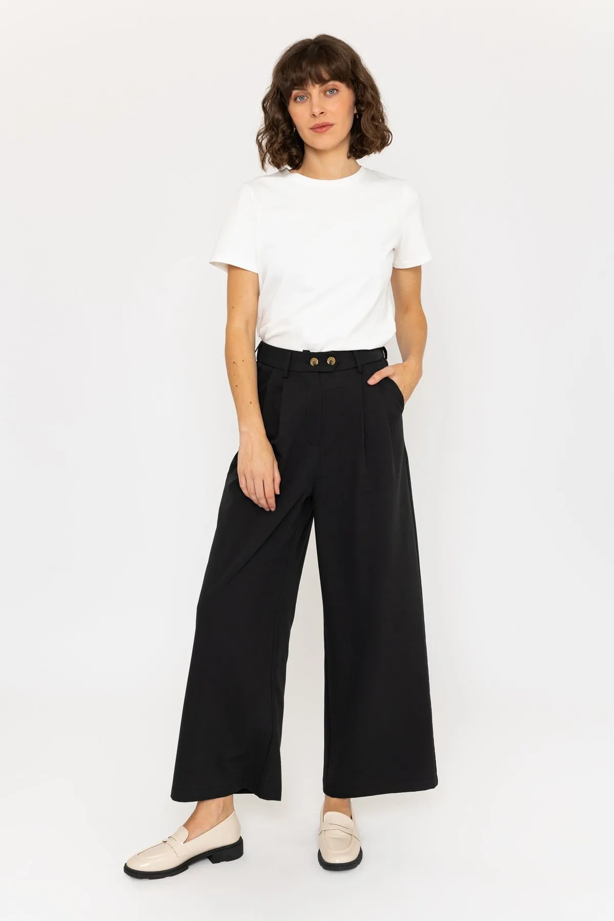 Wide Leg Palazzo Pant in Black