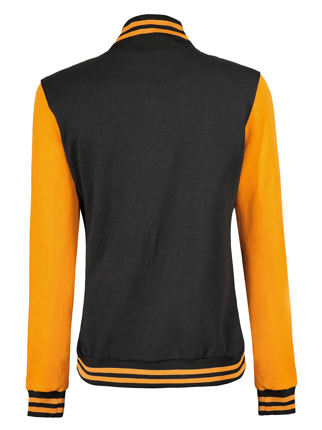 Womens Yellow & Black Plain Varsity Jacket