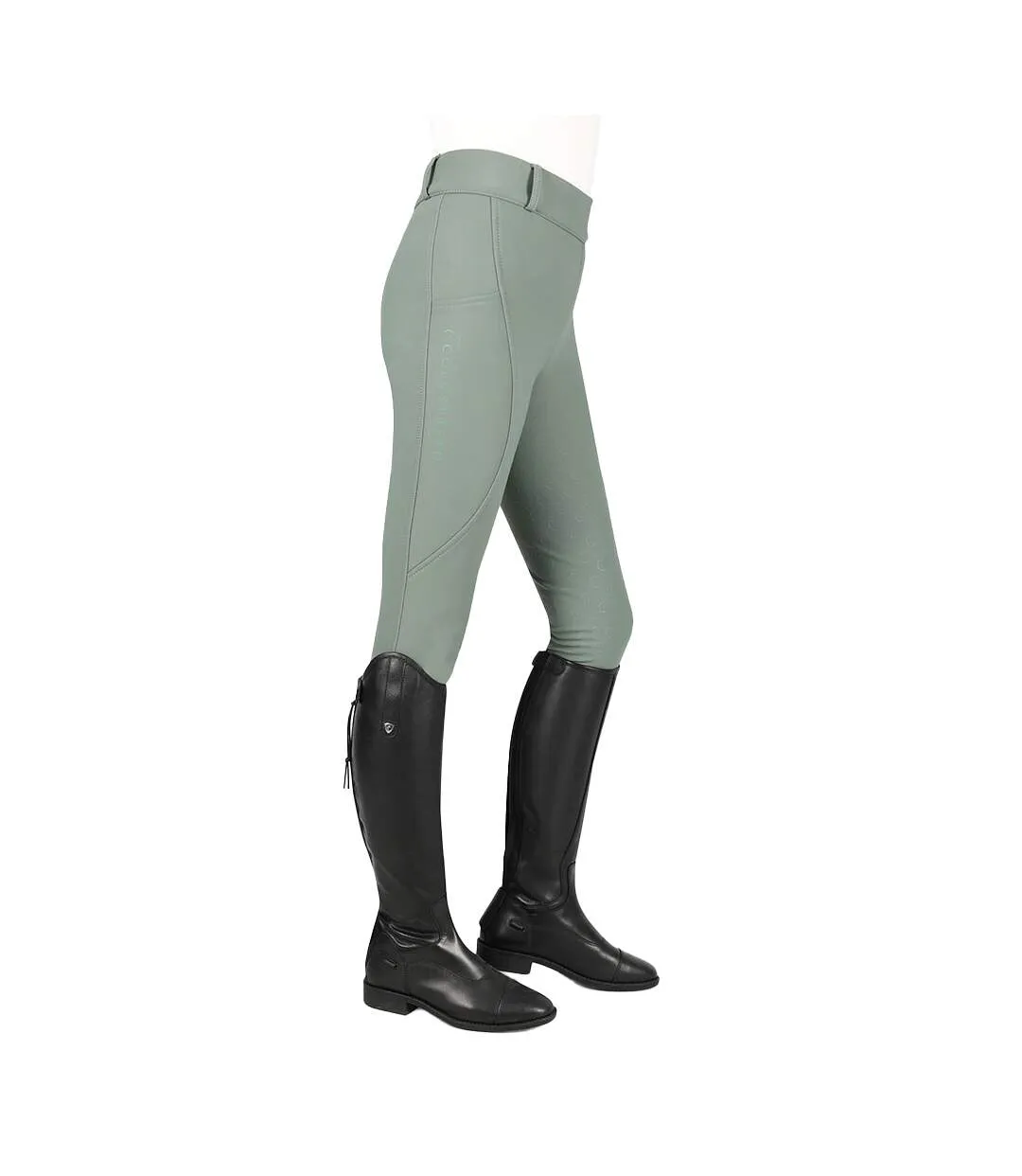 Womens/ladies horse riding tights sage Coldstream