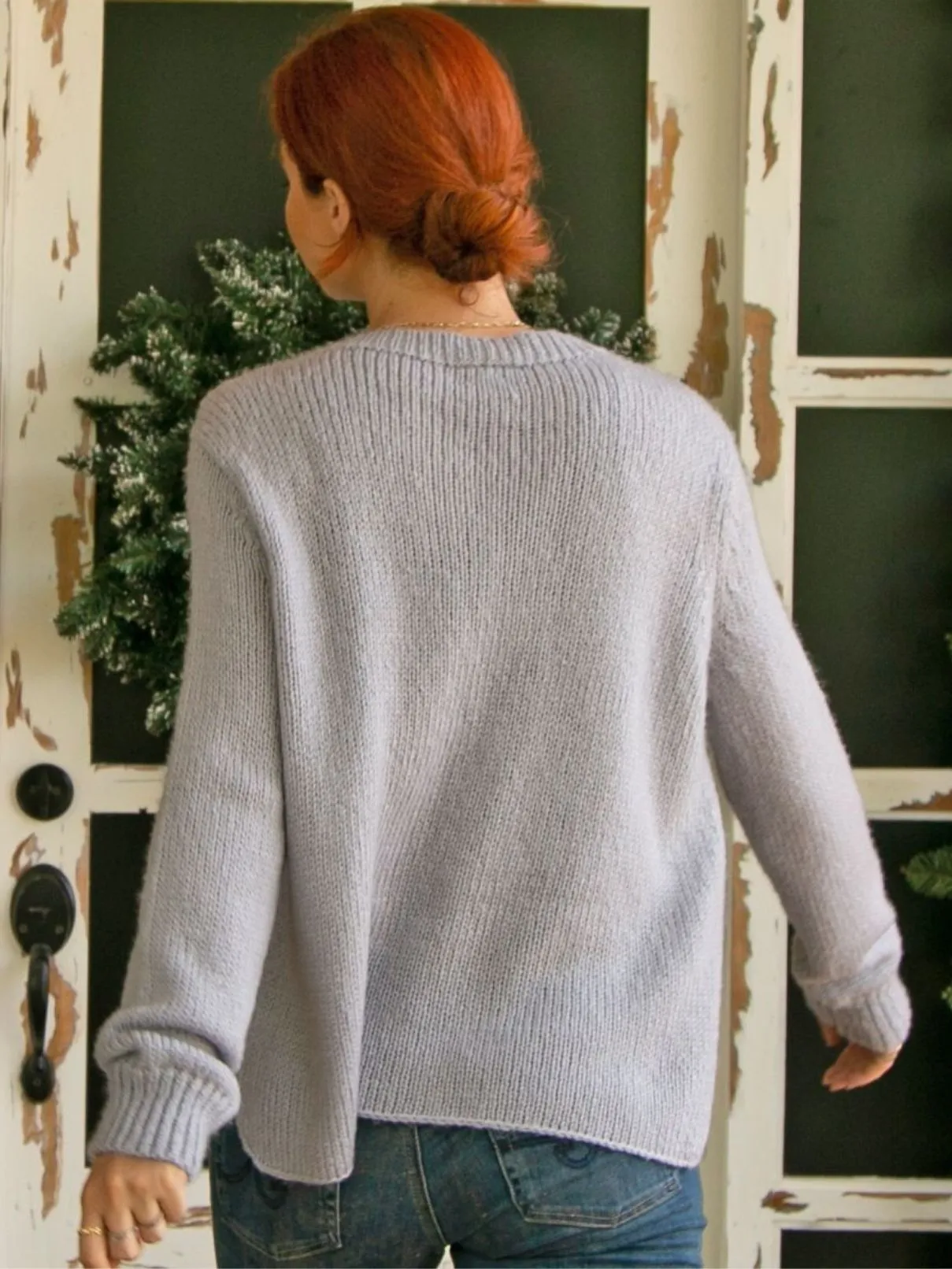 Wooden Ships Clara Embroidered Sweater in Sterling/Snow