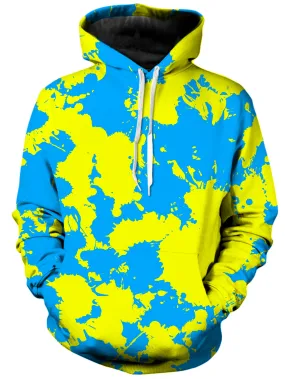 Yellow and Blue Paint Splatter Unisex Hoodie