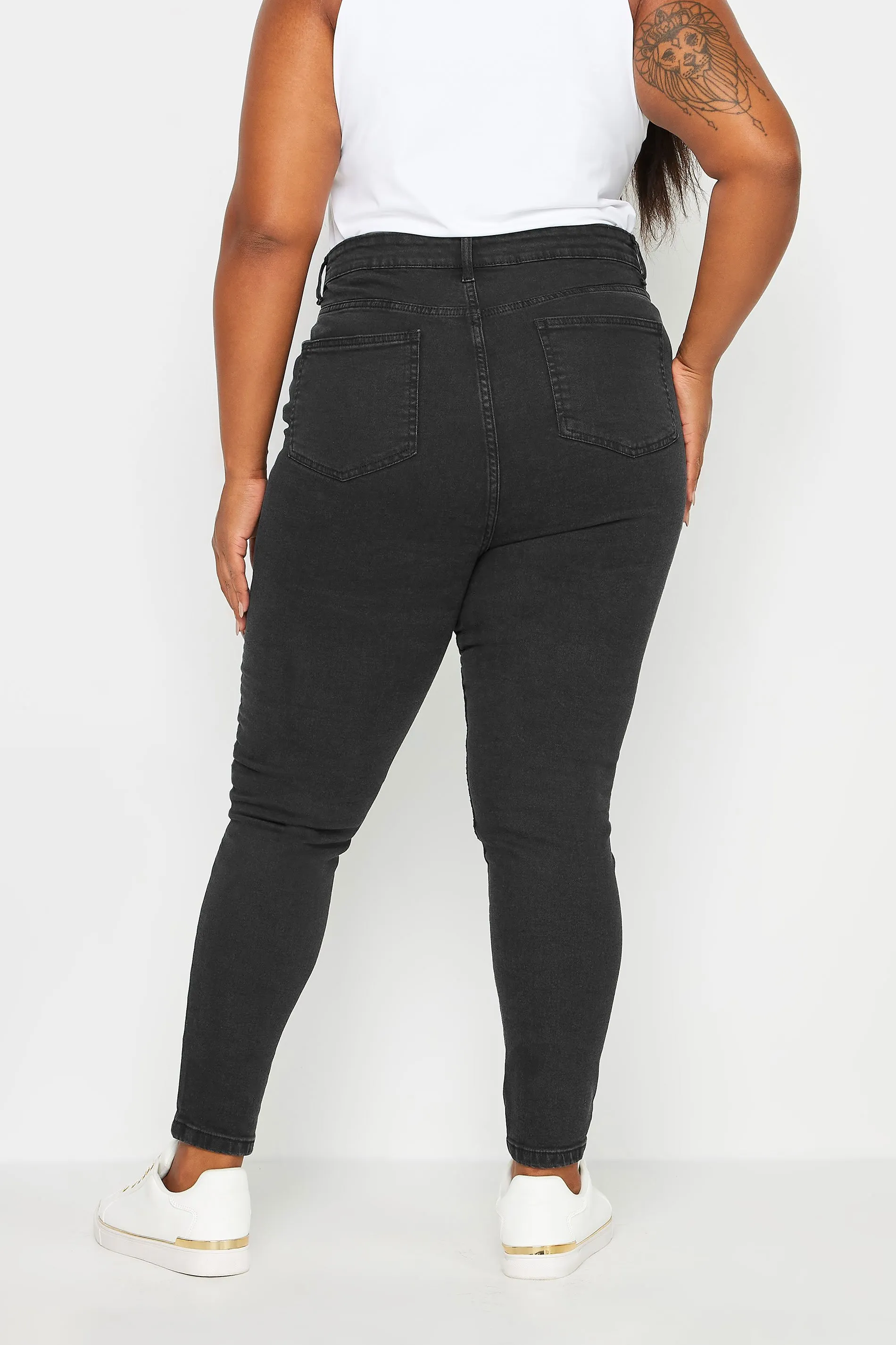 YOURS Curve Black Skinny AVA Biker Jeans